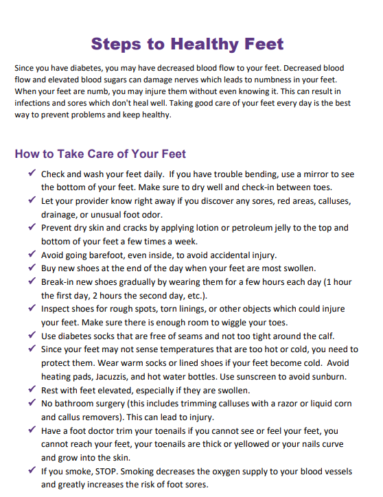 Guide on diabetic foot care and health tips.