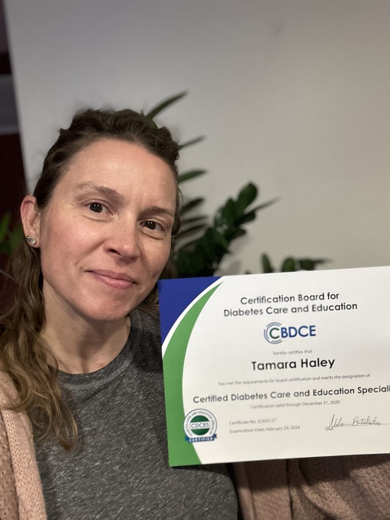 Woman with diabetes care certification