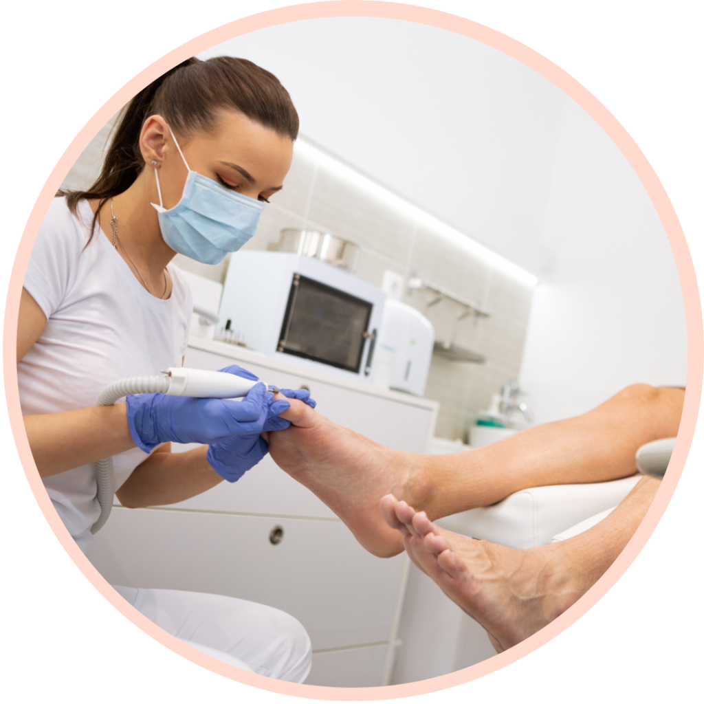 Professional pedicure in a clinic setting.