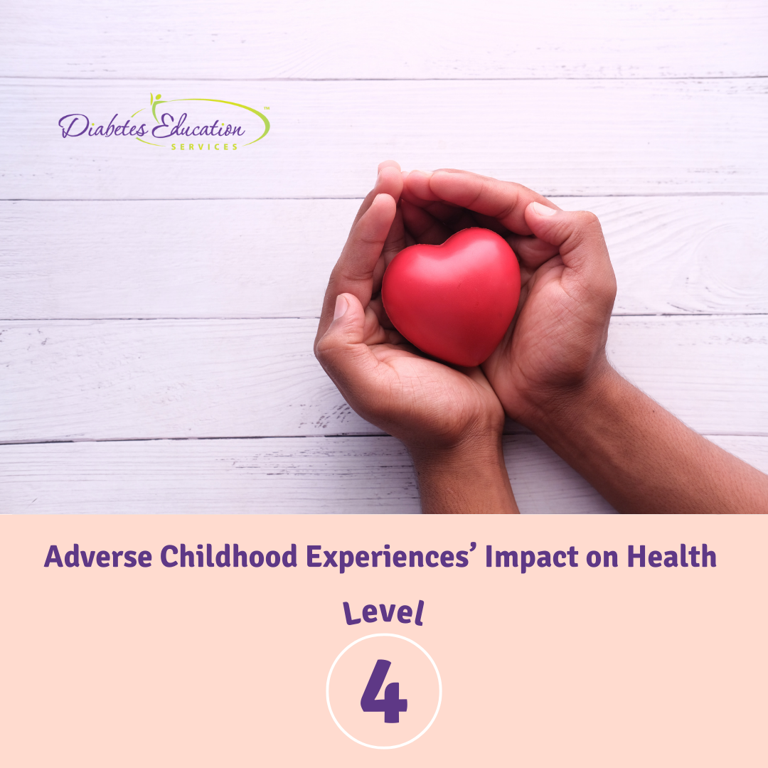 Hands holding a heart, diabetes education level 4.