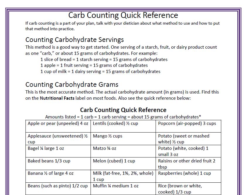 Precision carbohydrate counting