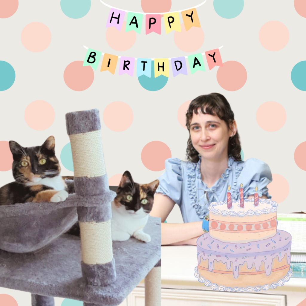 Happy birthday with cats and cake