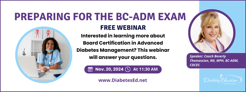 Free BC-ADM exam webinar, Nov 20, 2024, 11:30 AM.