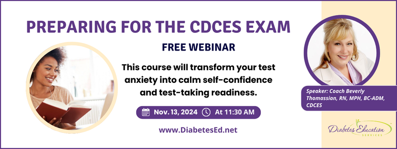 Free webinar on CDCES exam preparation, Nov. 13, 2024.