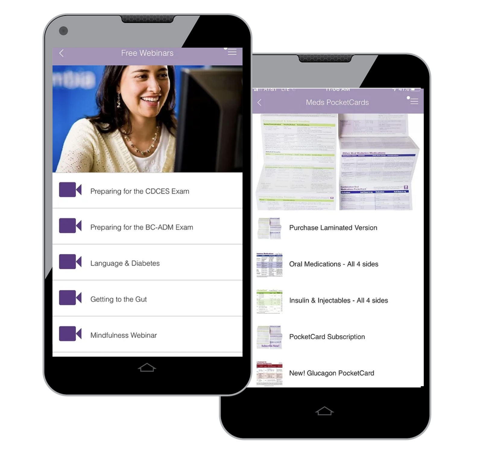 Mobile apps with webinars and medical pocket cards.