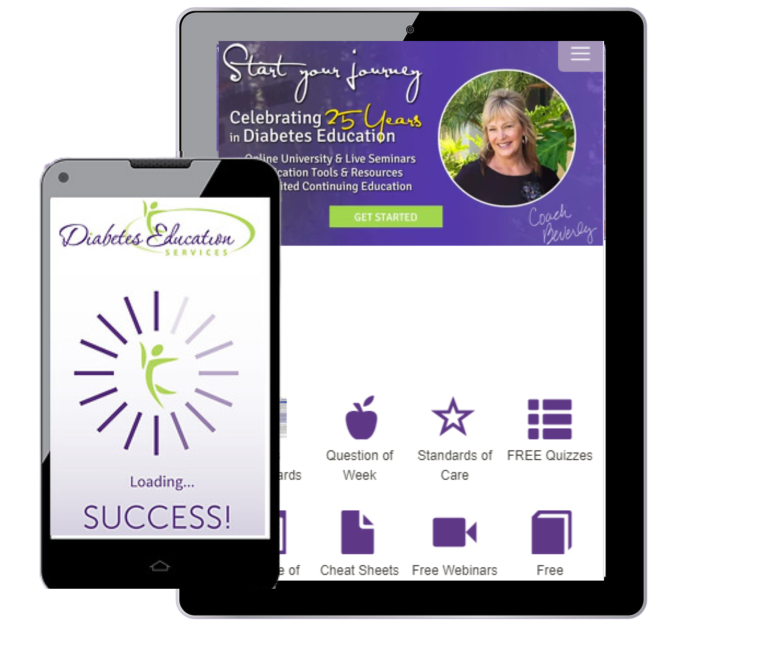 Diabetes education services website on phone and tablet.