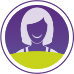 Illustration of anonymous woman in purple circle.